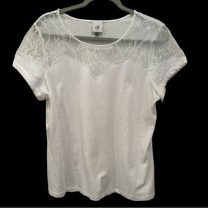 NWOT Cabi Flirt Unconventional Lace Blouse Top Romantic Feminine Sheer Sz Med